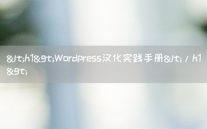 <h1>Wordpress汉化实践手册</h1>